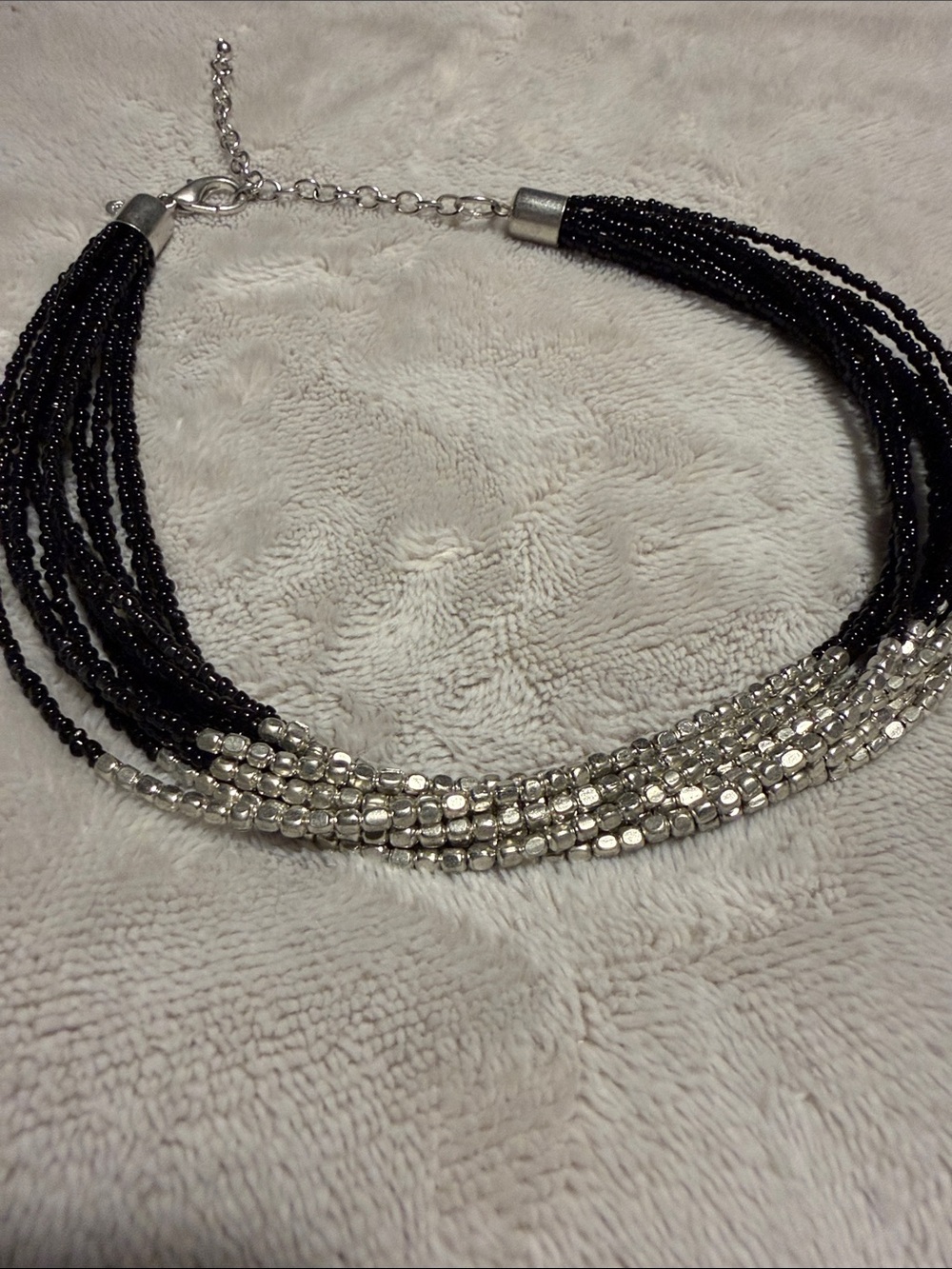 Premier Designs Black and Silver Multi-Strand Beaded Necklace - Picture 3 of 3